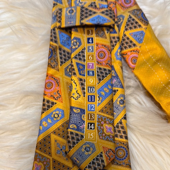 Ermenegildo Zenga Quindici Yellow and Blue Geometric Tie - Picture 10 of 12